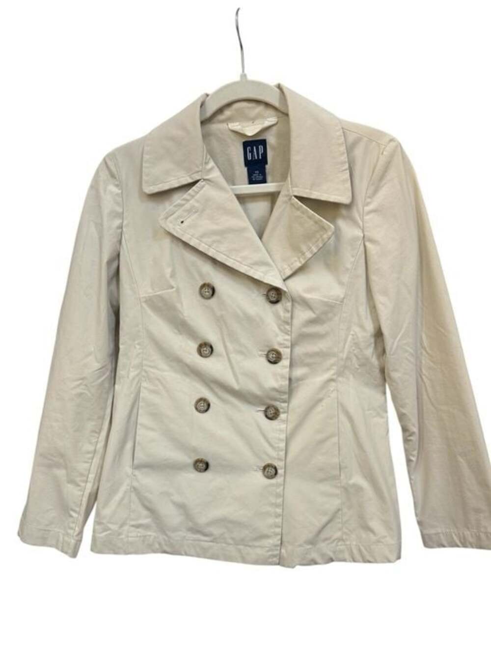 GAP Women's Light Cream Double-Breasted Peacoat Size XS